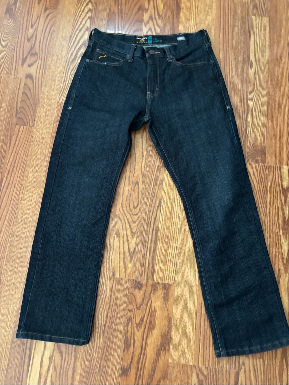 Ariat  Jeans Rebar Men's Slim Straight Dark Wash Blue Denim Jeans 5-Pocket 32/30